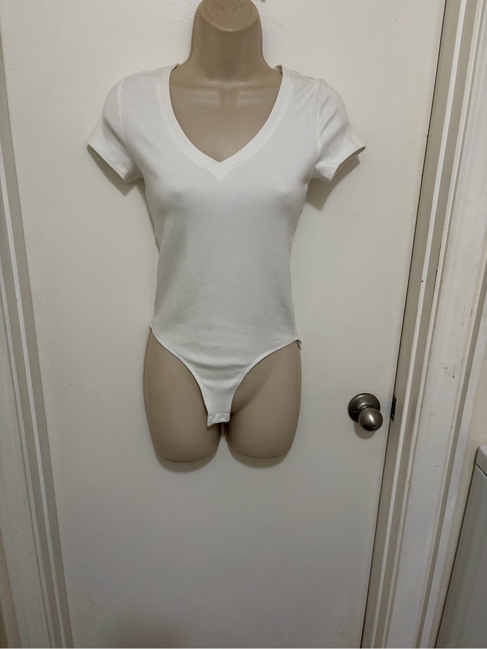 Gap Classic White V-Neck Short Sleeve Bodysuit